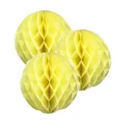 3x Light Yellow 12" HoneyComb Round Tissue Paper Lantern Balls Pom Poms Wedding