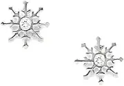 [JewelryWeb] 14k White Gold CZ Simulated Diamond Medium Star Screw Back Earrings 9x9mm Stud Earring for Women