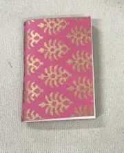 Small Anokhi Notebook Block Print Pink Gold Cover Journal Blank Paper 2.5 x 4"