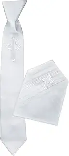 [Simply Charming] First Communion Boy's White Tie and Hanky Set with Cross