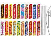 Fair Food Swooper Feather Flutter Flag & Pole Kit Deep Fried Concessions