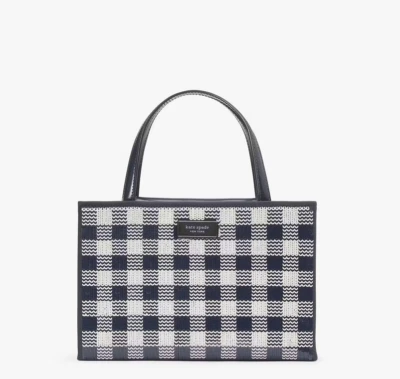 Kate Spade New York Sam Icon Gingham Sequin Small Tote & Dustbag - Blazer Blue