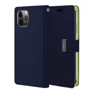 Goospery Apple iPhone 13 Pro Rich Diary Wallet Flip Case Leather Card Slots Magnetic Cover(Navy Blue) IP13P-RIC-NVY