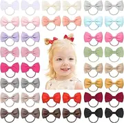 40PCS Baby Girls Hair Bows Ties Mini Boutique Elastic Hair Rubber Ribbon Hair Band Accessories for Kids Toddlers Infants, Multi-colored