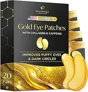 PLANTIFIQUE Gold Under Eye Patches for Puffy Eyes | 20 Pairs | Valentines Day Gifts Under Eye Masks for Dark Circles | Puffiness Eye Gels | Eye Mask Skincare