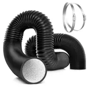 6 Inch 25 Feet Black Non-Insulated Flex Air Ducting for HVAC Ventilation