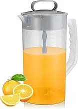 WUWFKUI Mixing Pitcher for Drinks, 2 Quart/ 64oz Plastic Water Pitcher with Lid, Angled Plastic Blades and Adjustable Mixer Plunger for Juice, Beverage Container