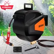 Retractable Garden Hose Reel 30M+3M Wall Mounted 180° Swivel w/ Brass Nozzle