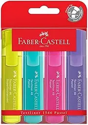 Faber-Castell Textliner 46 Pastel Highlighter, Assorted 4 Pack, (57-010117)