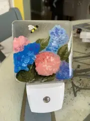 Hydrangeas Hand Painted On A Led Dusk To Dawn Night Light
