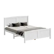 Oikiture Bed Frame Queen Double King Single Wooden Base Timber Platform White