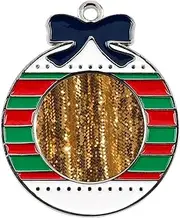 [FZMVSQH] Christmas Charms Gold Sequin Sparkleprinted Christmas Pendants Christmas Tree Charms Alloy Pendant Christmas Pendant Necklace Halloween Valentine Gift, Circular, Zinc