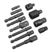Impact Socket Adapter Set 1/4" Hex Shank 1/4", 3/8" and 1/2" Drive Extension Bit