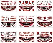 Horror Face Stickers | Zombie Temporary Decals | Zombie Makeup Stickers Kit with Fake Scab Blood for Halloween, Makeup Gathering, Fright Night