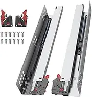 PHWALK 18 Inch Soft Close Undermount (Bottom Mount) Drawer Slides, 1 Pair Heavy Duty Stainless Steel Slides, Full Extension 100lb Capacity for Dresser Drawers, File Cabinets & Kitchen Pantry Pull-Outs