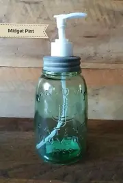Soap Dispenser MASON'S PATENT 1858 PINT GREEN Primitive Antique Reproduction Jar