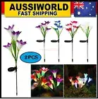 Solar LED Lily Flower Garden Stake Light Outdoor Decor Backyard Path Lamp Lights