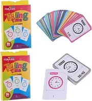 LALADEFIEE 2Pcs Creative Learning Tool Educational Clock Flash Cards for Engaging Analog Digital Teaching for Early Learning Activities and Skill Development