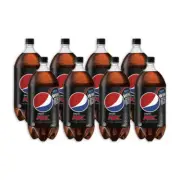 8pc Pepsi Max Cola Flavoured Zero Sugar Sparkling Soda Soft Drink Bottles 2L
