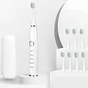Ultrasonic Electric Smart Timer Whitening Toothbrushes Soft Fur Whitening Student Couple Adult Toothbrush Waterproof Fully Automatic,White