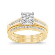 2 Channel Ring Set with 0.45ct of Diamonds in 9kt Yellow Gold