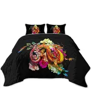 Cool Floral Red Dragon Coverlet
