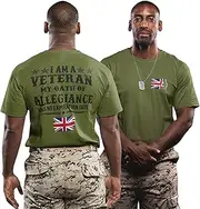 [Purple Print House] British Army Veteran T Shirt Mens - Ex Armed Forces Marine Navy Air Force Him Birthday Christmas - Union Jack Flag Top Grandad Dad