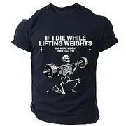 Men's Skull Funny Letter Print T Shirt Tee Top 100% Cotton Short Sleeve Graphic Shirt Black Army Green Dark Blue Comfortable Tee Street Sports Outdoor Fashion