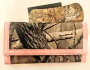 Realtree Camo Pink Clutch Wallet & Checkbook Holder, Ladies Camouflage Billfold