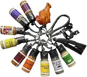 [Generic] Mini Flavor Keys Full Seasoning Keychain, Mini Seasoning Keychain Set, 10 Pcs Spice Keys with Realistic Bottle Charms & Wing Pendant Portable Flavor, Gifts, BBQ, Travel