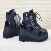 Shaker 66 Black Matte / Patent Platform 4.5" Wedge Heel Charm Ankle Boots NY