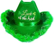 [Generic] St. Patrick's Day Cowboy Hat,Irish Holiday Caps - Novelty Felt St Patricks Day Cowgirl Caps Shamrock for Women Party Costume Dress Up