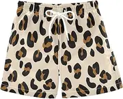 [RPLIFE] Swimming Trunks for Kids, Anti-Chafe Swim Trunks Boys 2 T, Leopard Print Light Beige