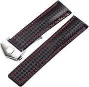 [BANDKIT] Carbon fiber pattern Genuine Leather Strap 20mm 22m For TAG HEUER MONACO Series watchband wristwatches band leather watch bracelet