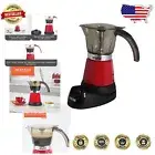 Fashionable Red Electric Espresso Maker: 6/3 Cup Capacity for Coffee Lovers