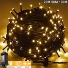 LED Outdoor String Lights Mains Plug in Garden Black Wire Christmas Fairy Lights