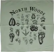 North Woods Field Guides Bandana Animal Tracks Of North America Cotton Green