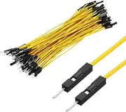 uxcell Male to Male 1Pin Breadboard Jumper Wire 2.54mm Pitch Ribbon Cable 15cm Long Electronics Breadboard Ribbon Cables for Breadboard Electronic Projects Pack of 100,Yellow