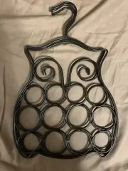 METAL OWL SCARF HANGER 12 Hole Tie Belt Closet Organizer Rack Ring Accessory