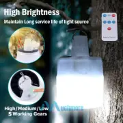 Solar LED Camping Light 5 Modes Rechargeable Outdoor Tent Light Lantern + Remote