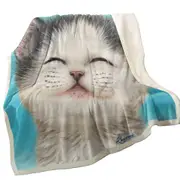 Adorable Smiling Kitten for Kids Throw Blanket