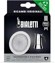 Bialetti - Spare Parts, 1x Silicon Gasket + 1x Filter for 4 Cup Coffeemaker, INOX, 0800411