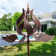 Wind Spinner Large Tulip Metal Stake Outdoor Yard Art Lawn Garden Decor 73" H