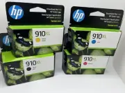 4 Pack HP GENUINE Ink 910XL Black & Color OfficeJet/Pro Yellow Cyan Magenta •NEW