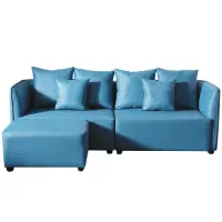 在飛比找Yahoo奇摩購物中心優惠-文創集 帕瑪比 時尚藍耐磨透氣皮革Ｌ型沙發組合(左＆右向自由