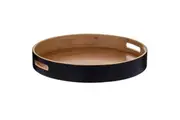 Davis & Waddell Bamboo Round 38x38x6cm Serving Tray Food Table Server Platter Natural/Black