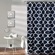Lush Decor Geo Shower Curtain, 72 Inches X 72 Inches, Navy