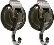 iRomic Heavy Duty Vacuum Suction Cup Hooks (2Pack) for Shower,Glass Window,Kitchen&Bathroom&Restroom Organization，Green Bronze.