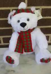 Build a Bear Wintery Polar Bear Limited Edition Christmas 14" White-Scarf Set