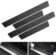 Car Door Sill Protector - 4 PCS Anti-Scratch Anti-Collision Carbon Fiber Leather Front/Rear Sticker, Decorative Interior Accessories